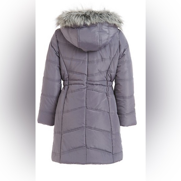 Girl's Aerial Fur-Trim Hooded Long Puffer Coat - Picture 2 of 9